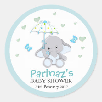 Adesivo Elefante UmbrellaLove Blue Chá de fraldas Sticker