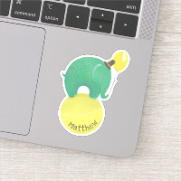 Elefante verde e amarelo. Animal infantil engraçad