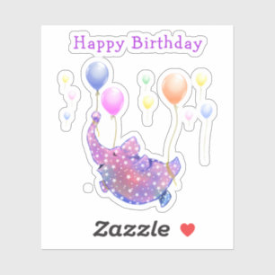 Adesivo Elefante Voando Balões Coloridos Bebê Aniversário