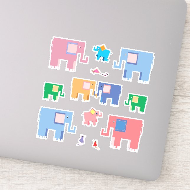 Adesivo Elefantes e camundongos, arte animal fofa (Detalhe)