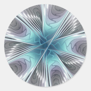 Adesivo Elegance Modern Blue Cinza White Fractal Art Flowe