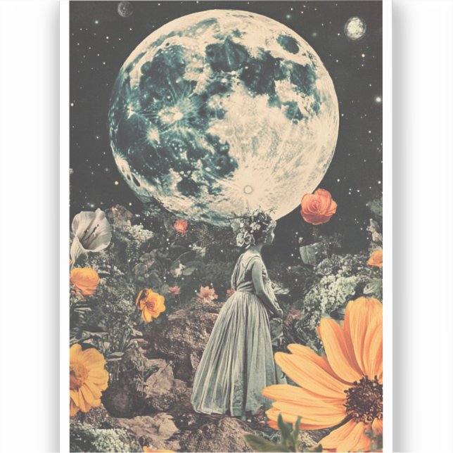 Adesivo Elegância Lua - Mulher com Lua (3) (Frente)