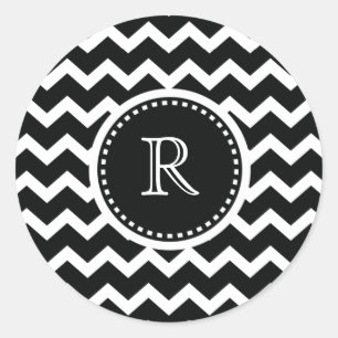 Adesivo Elegância retro do ziguezague preto e branco de