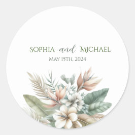 Adesivo Elegância Tropical Watercolor- Vinhetas De Casamen