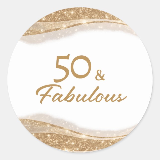 Adesivo Elegant 50 & Fabulous Gold Birthday (Frente)