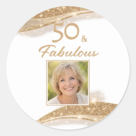 Adesivo Elegant 50 & Fabulous Gold Photo Birthday 