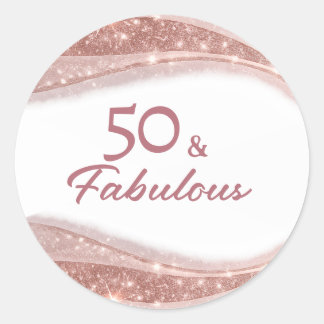 Adesivo Elegant 50 & Fabulous Rose Gold Birthday 