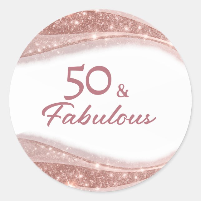 Adesivo Elegant 50 & Fabulous Rose Gold Birthday  (Frente)