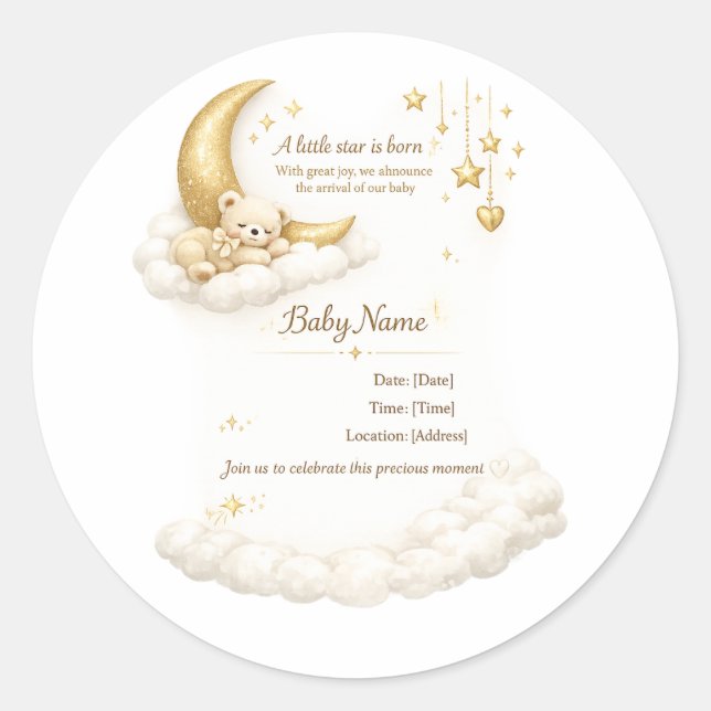 Adesivo Elegant Baby Shower Invitation (Frente)