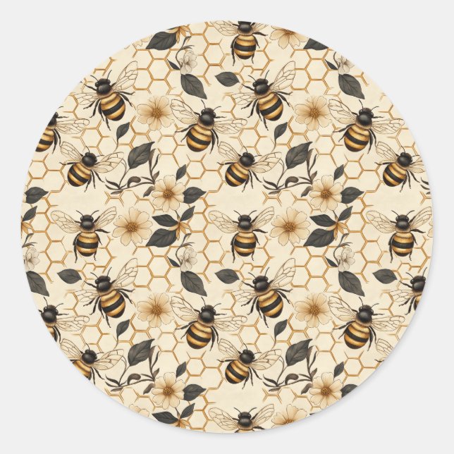 Adesivo Elegant Bee and Honeycomb Pattern (Frente)