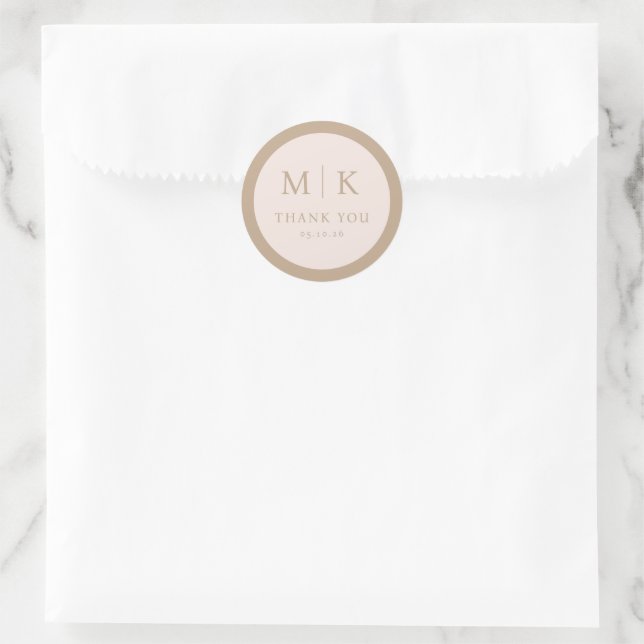 Adesivo Elegant Beige Minimalist Thank You Sticker (Bolsa)