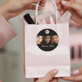Adesivo Elegant Black 3 Photo Makeup Business Thank You