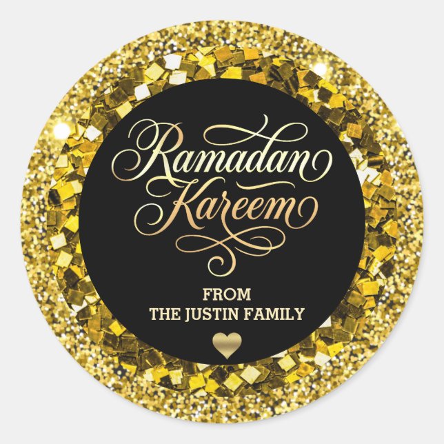 Adesivo Elegant BLACK Gold Glitter Ramadan  (Frente)