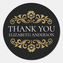 Adesivo Elegant Black Gold Thank You Sticker