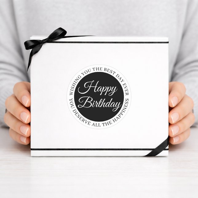 Adesivo Elegant Black “Happy Birthday” Sticker (Criador carregado)