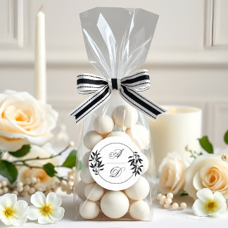 Adesivo Elegant black, white branch and initials wedding