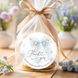 Adesivo Elegant Blue Bow Baby Shower Thank You 