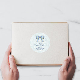 Adesivo Elegant Blue Bow Engagement Party Invitation