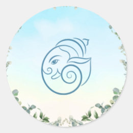 Adesivo Elegant Blue Peacock Floral Botanical Wedding