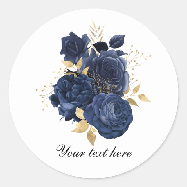 Adesivo Elegant blue roses Wedding customizable (Frente)