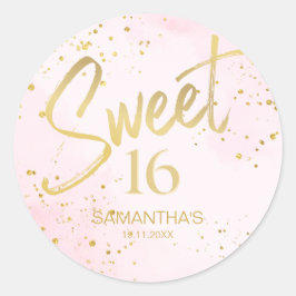 Adesivo Elegant Blush Pink & Gold Sweet 16 Birthday