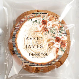 Adesivo Elegant Boho Rustic Wedding Stickers Thank You