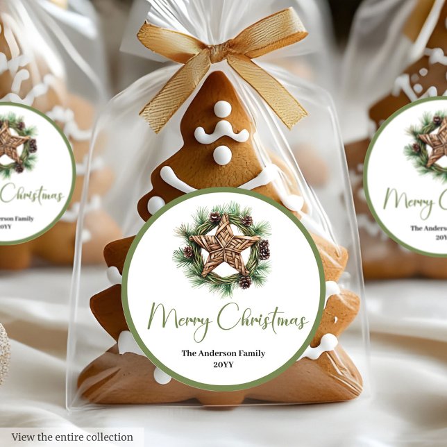 Adesivo Elegant Boho Watercolor Pine Wreath Christmas (Elegant Boho Watercolor Pine Wreath Christmas Sticker

)