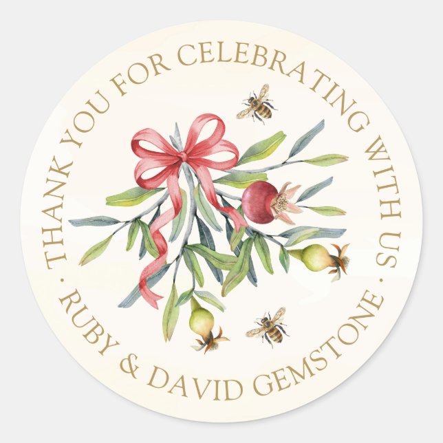 Adesivo Elegant Botanical Bee Garden Birthday Favor (Frente)