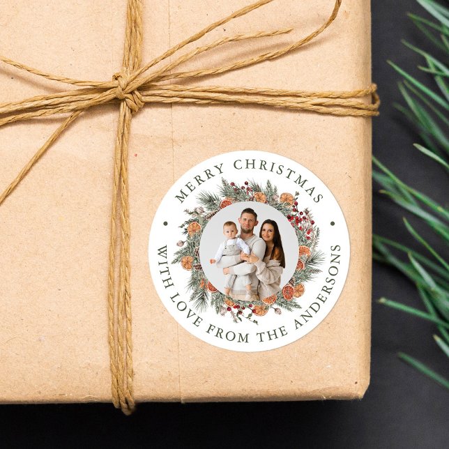 Adesivo Elegant Botanical Citrus Wreath Photo Christmas (Criador carregado)