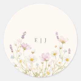 Adesivo Elegant Botanical Wildflowers Monogram Wedding