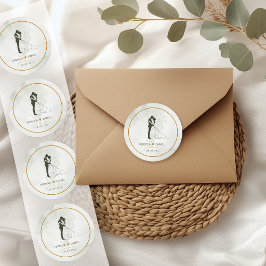 Adesivo Elegant Bride and Groom Wedding Thank You Sticker