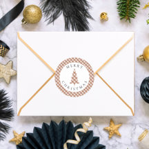 Elegant Brown Gingham Xadrez Pinheiro Natal Alegre