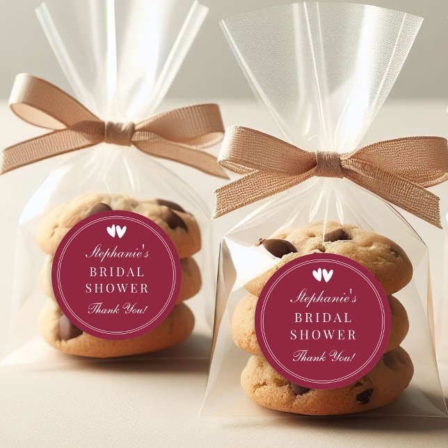 Adesivo Elegant Burgundy Red Valentines Bridal Shower (Criador carregado)