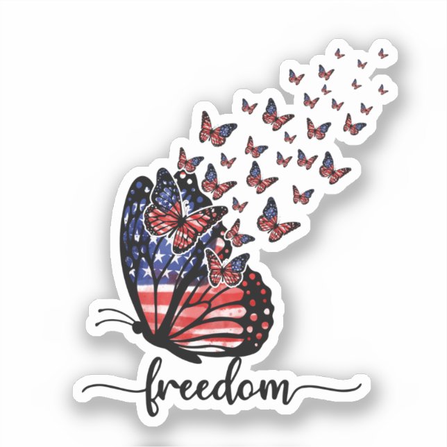 Adesivo Elegant Butterflies | American Flag | Freedom (Frente)