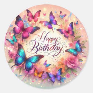 Adesivo Elegant butterfly birthday sticker 