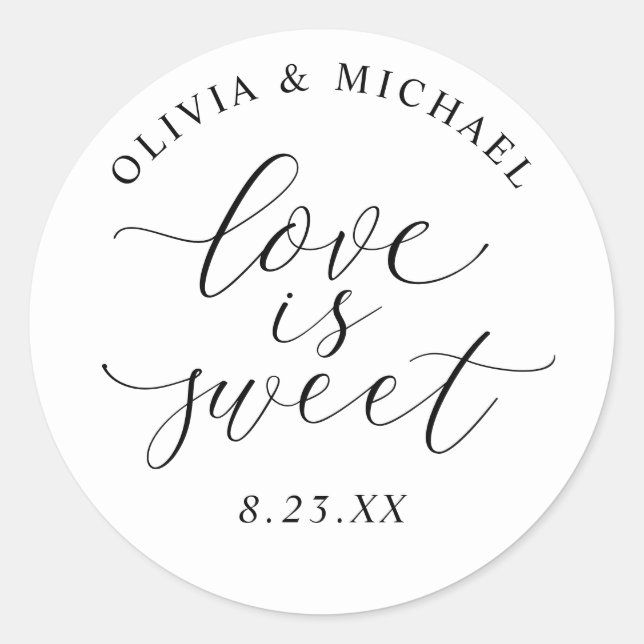 Adesivo Elegant Calligraphy Love is Sweet Wedding (Frente)