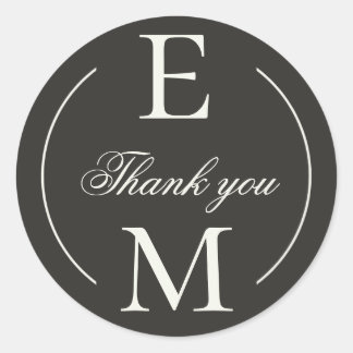 Adesivo Elegant Charcoal Monogram Wedding Thank You