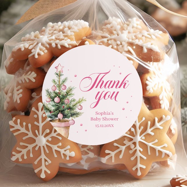 Adesivo Elegant Christmas Tree Baby Shower Thank You (Criador carregado)