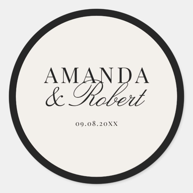 Adesivo Elegant Classy Black and Ivory Wedding (Frente)