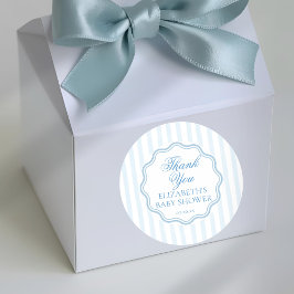 Adesivo Elegant Coastal Blue Stripe Wavy Script Thank You