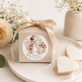 Adesivo Elegant Coquette Arco Floral Chá de Bebê Obrigada 