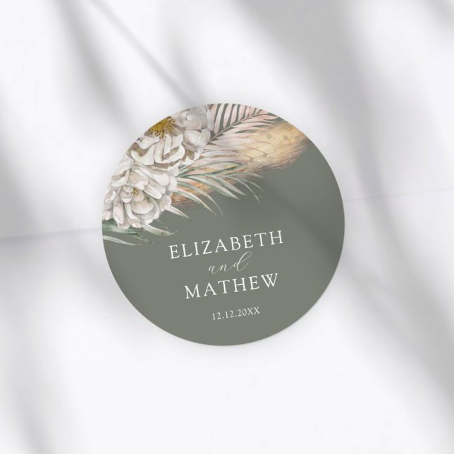 Adesivo Elegant Dark Sage Pampas Grass Wedding (Criador carregado)