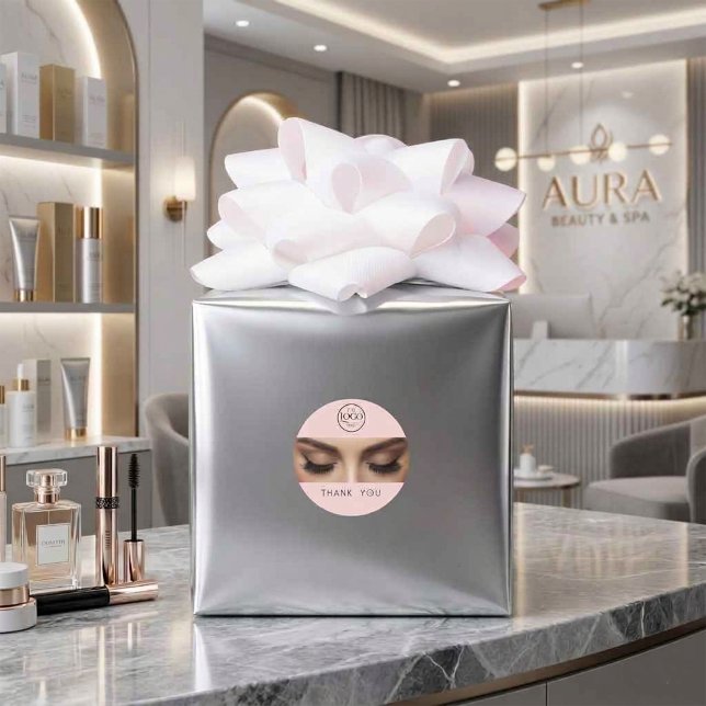 Adesivo Elegant Eyelash Extension Makeup Artist Logo (Elegant Eyelash Extension Makeup Artist Logo Classic Round Sticker)