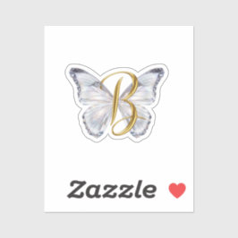 Adesivo Elegant Floral Butterfly Letter B - Artistic Monog