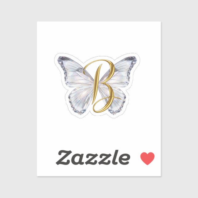 Adesivo Elegant Floral Butterfly Letter B - Artistic Monog (Folha)