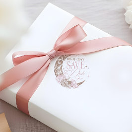 Adesivo Elegant Floral Celestial Moon Stars Save The Date