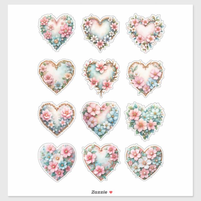 Adesivo Elegant Floral Heart Sheet of Stickers (Folha)