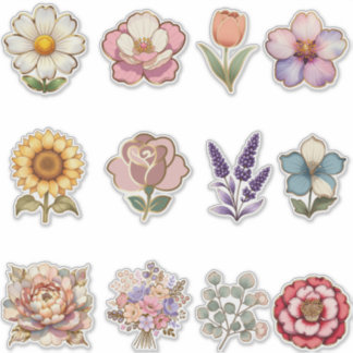 Adesivo Elegant Floral Stickers with Gold Outline – Luxury