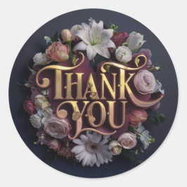 Adesivo Elegant Floral “Thank You” Gold Lettering Design