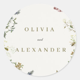 Adesivo Elegant Floral Wedding Small Round Sticker |